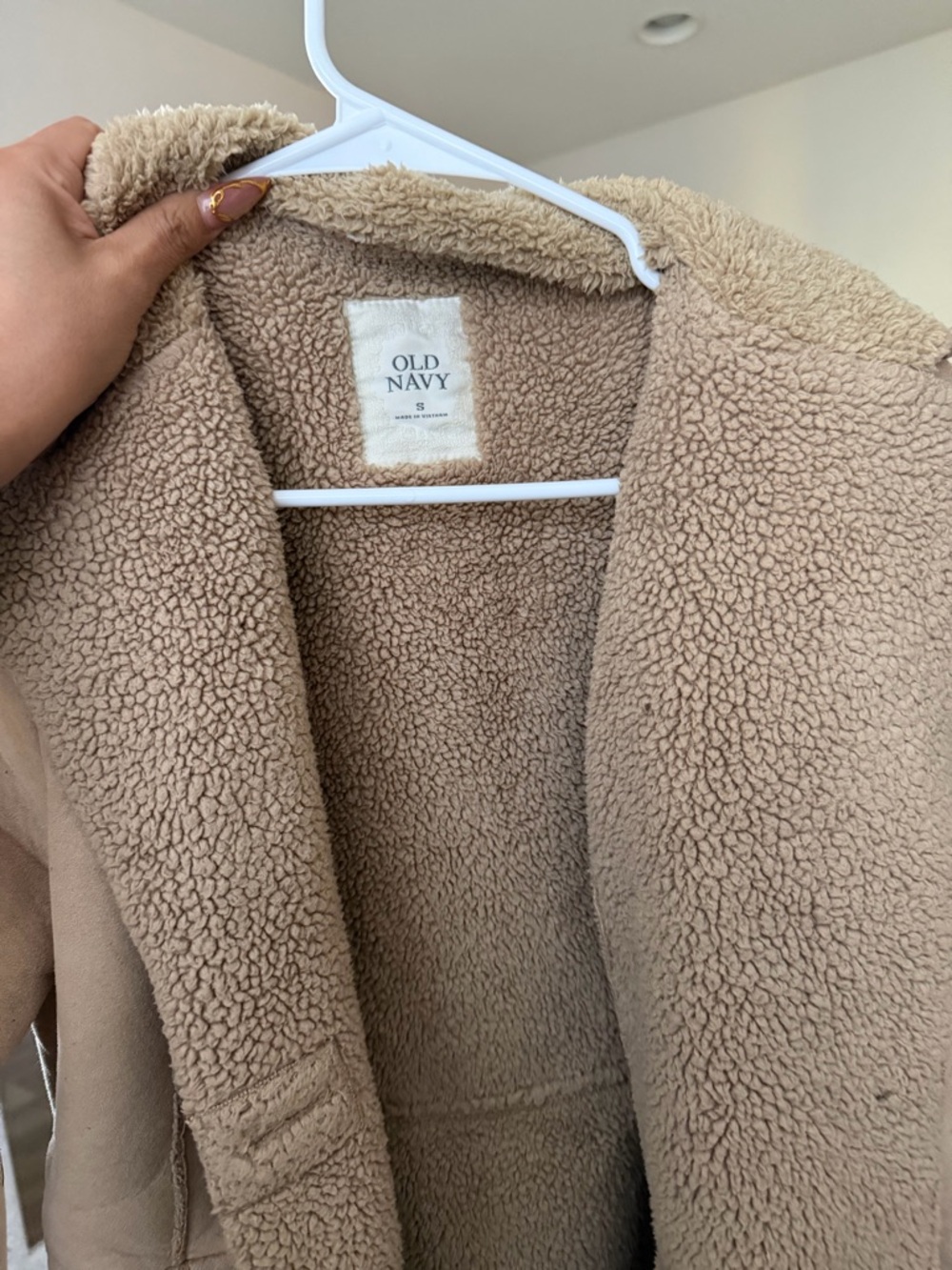Old Navy Beige Trench Coat with Sherpa Trim - Picture 5 of 5